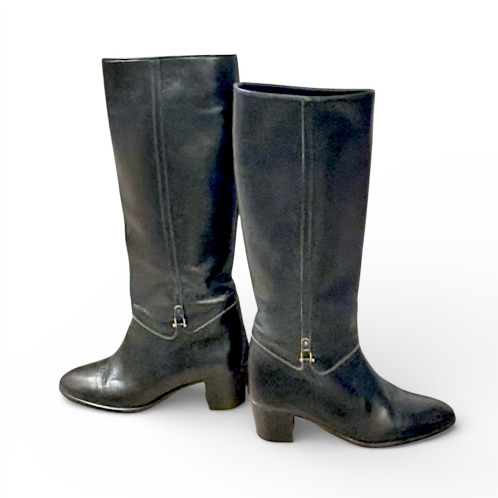 Gucci Elegant Black Leather Heeled Boots